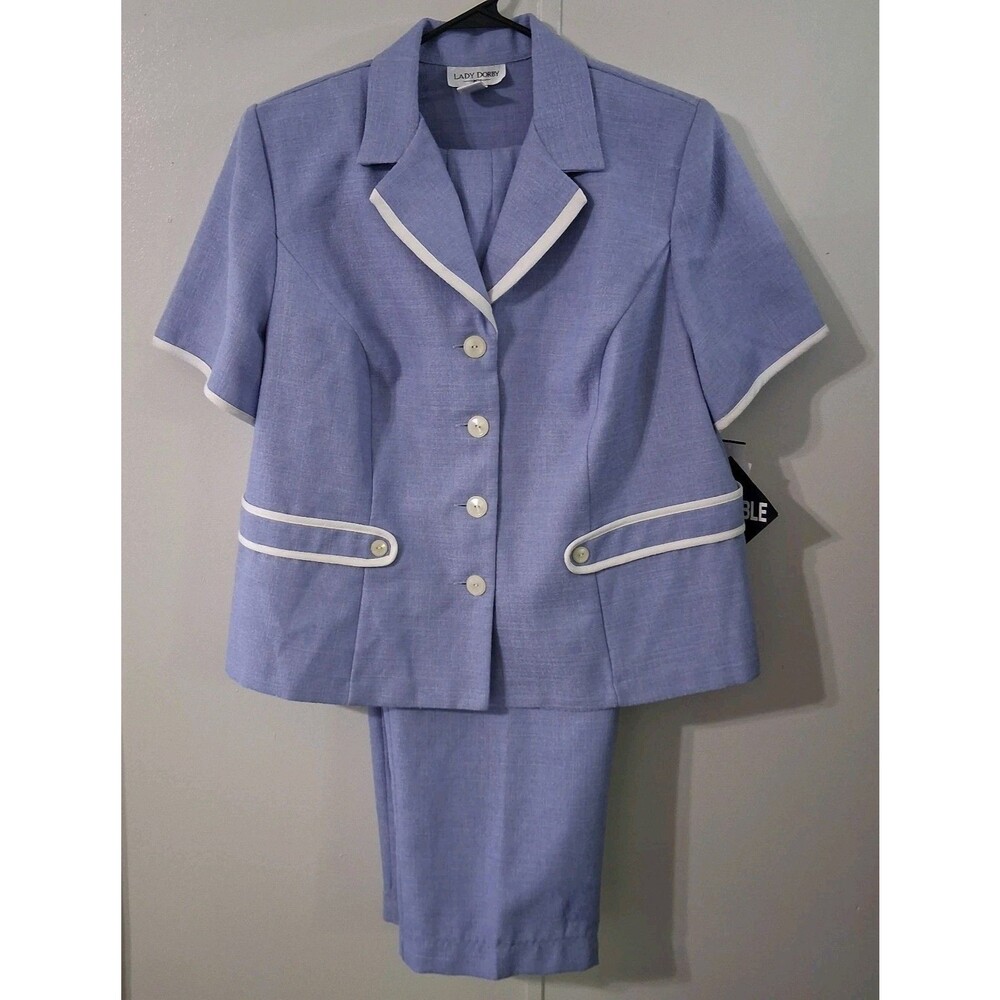 Lady Dorby Light Blue Plus Size Woman's Pants And Jacket Suit Set Size 22W NWT